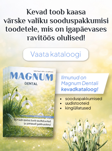 Magnum Dentali kevadkataloog 2026 toob kaasa värske valiku sooduspakkumisi toodetele, mis on igapäevases ravitöös olulised! Kataloogist leiad hoolikalt valitud pakkumised instrumentidele, täidismaterjalidele, hügieenitarvikutele ja seadmetele, mis toetava