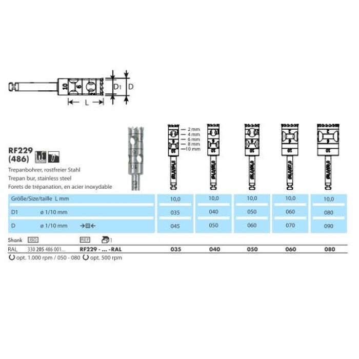 RF229-035-RAL 1TK TREPAN BUR