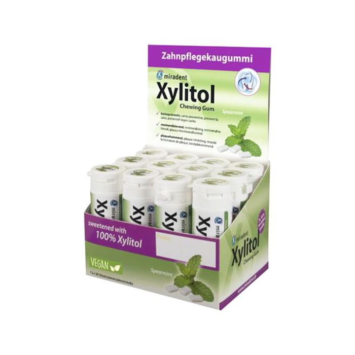 MIRADENT DENTAL CARE  NÄRIMISKUMM XYLITOL 12x30 MÜNT 635052