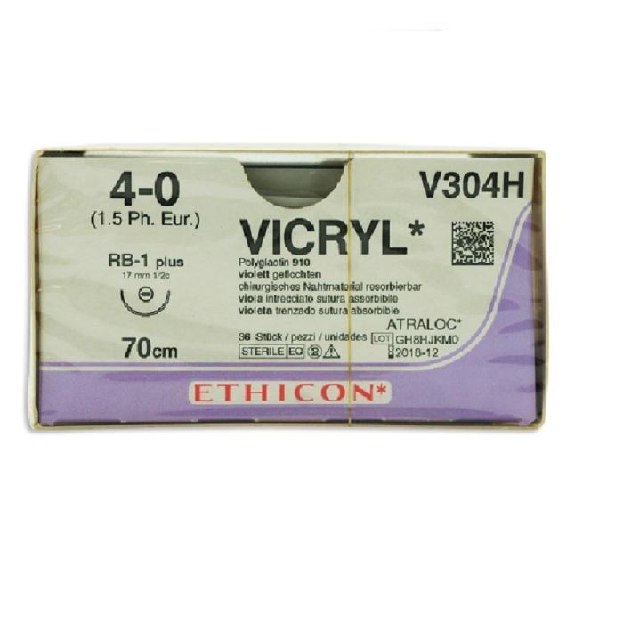 ÕMBLUSNIIT VICRYL 4/0 RB-1plus 70CM 36TK nõel 1/2 17MM V304H