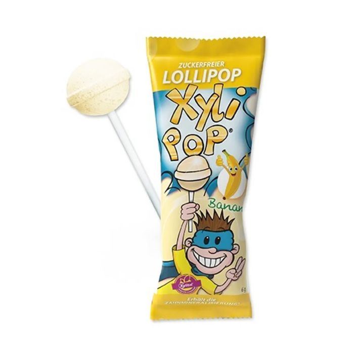 MIRADENT XYLIPOPs 50TK Sugar-free BANANA Flavored Lollipop 635251