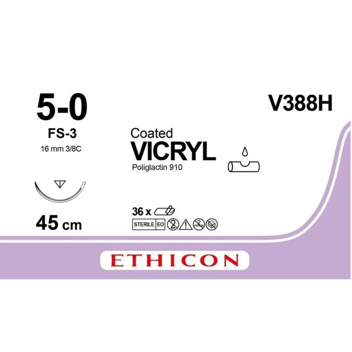 ÕMBLUSNIIT VICRYL 5/0 FS-3(16mm) 3/8 45CM/36TK kirurgiline V388H