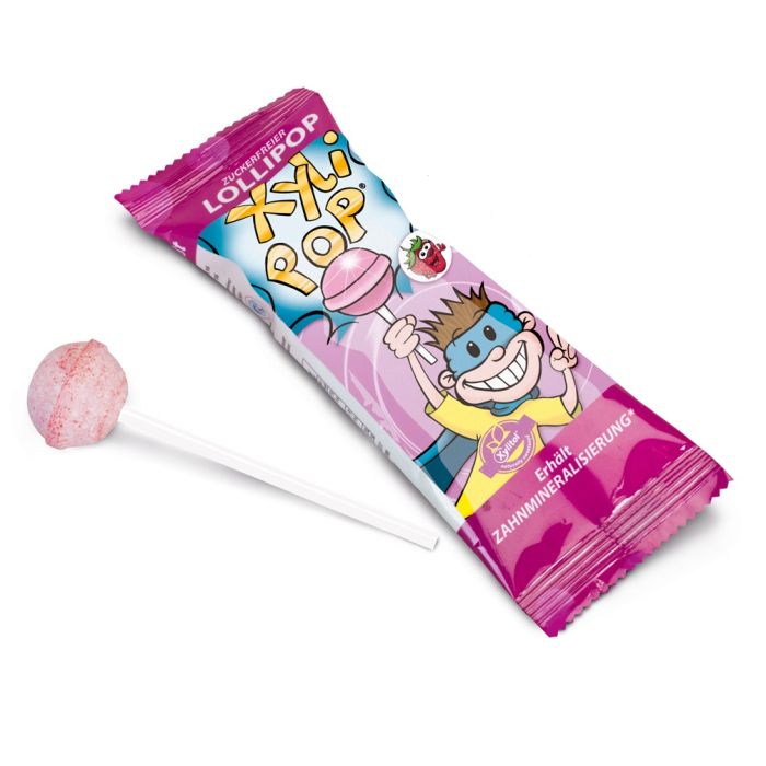 MIRADENT XYLIPOPs 50TK Sugar-free Strawberry Flavored Lollipop  635214