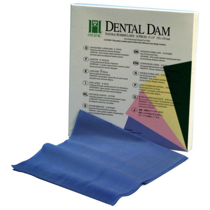 HYSOLATE DENTAL DAM LATEX  BLUE HEAVY 36TK 152X152 60034443