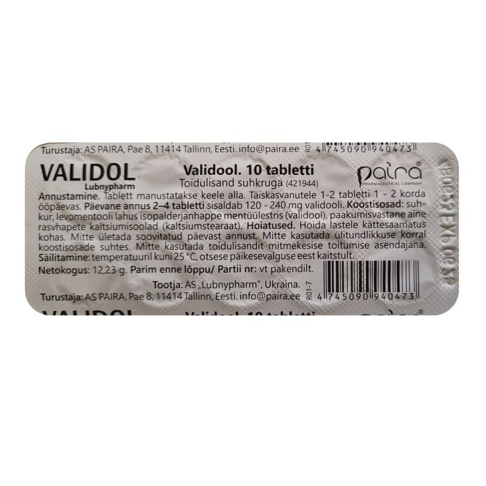 VALIDOOL SUHKRUGA 60MG N10