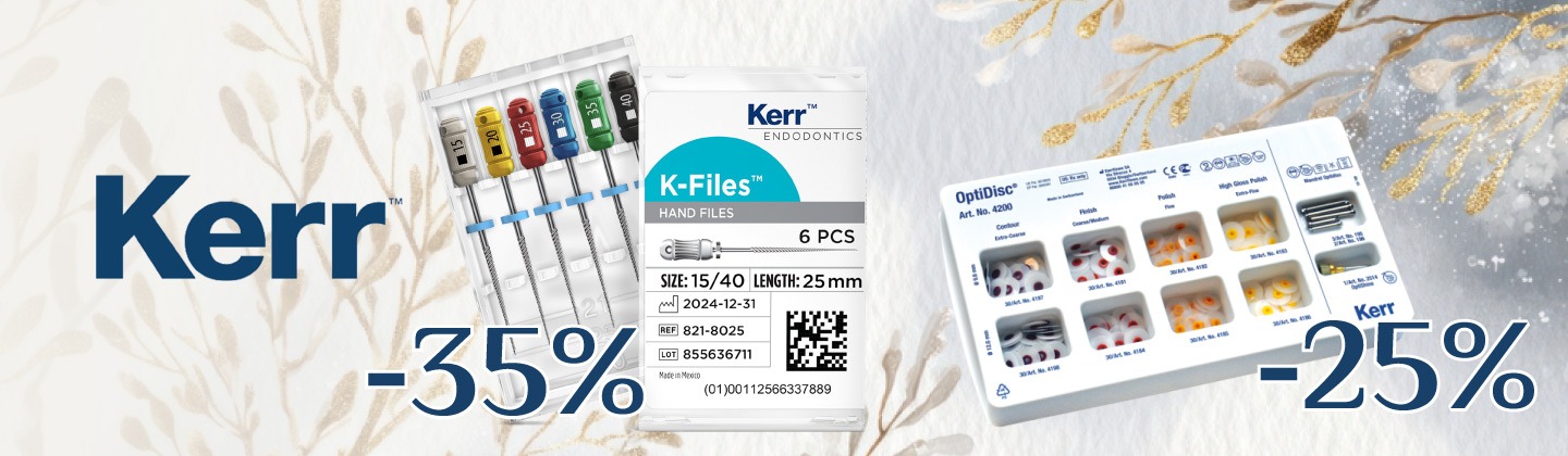 Kerr käsiviilid -35%, Optidisc -25% Magnum Dentalis